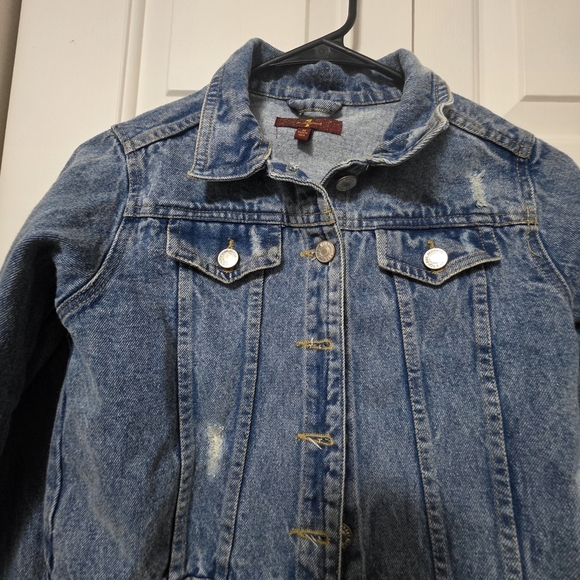 7 For All Mankind Denim Girls Distressed Jacket Size Medium - Picture 4 of 11